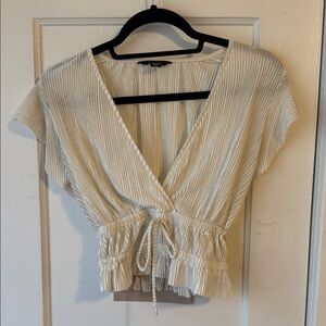 Elegant Cream Striped Crop Top